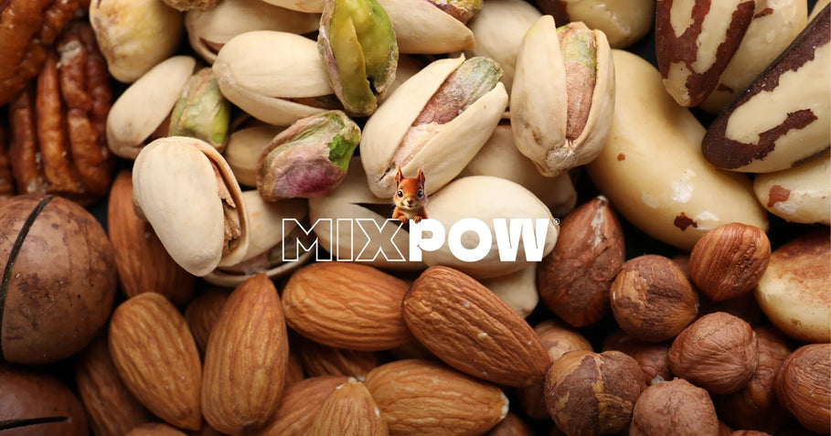 Mélange Mixpow pistaches noisettes noix de macadamia et amandes pour collation avant sport