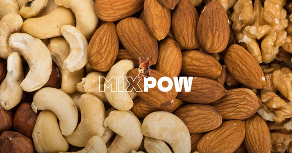 Noix de cajou, amandes et cerneaux de noix — mélange en canette Mixpow format collation saine