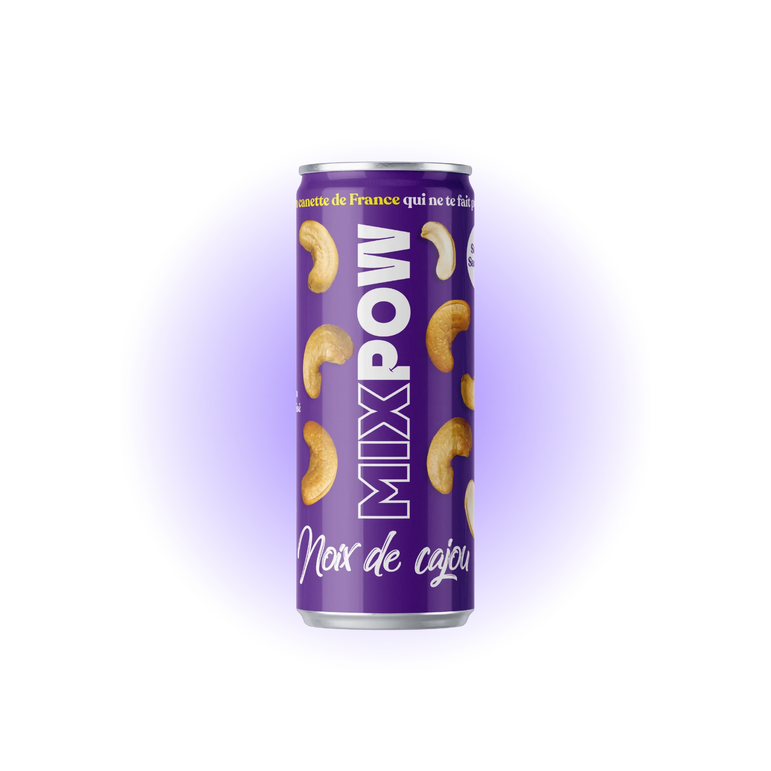 Canette Mixpow noix de cajou grillées — snack fruits secs en canette recyclable France