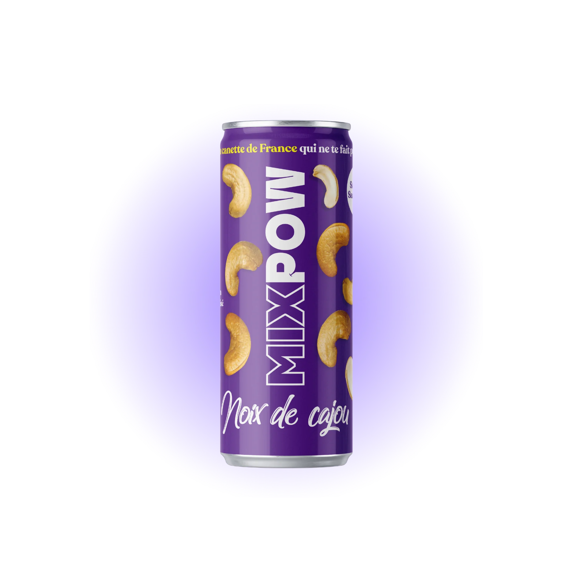 Canette Mixpow noix de cajou grillées — snack fruits secs en canette recyclable France