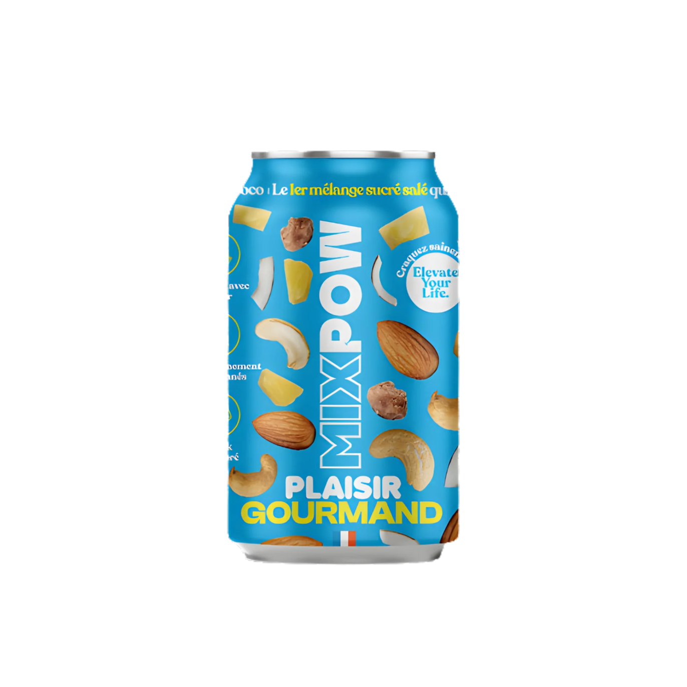 Canette Mixpow Plaisir Gourmand — mélange fruits secs amandes cajou ananas coco snack sucré salé France
