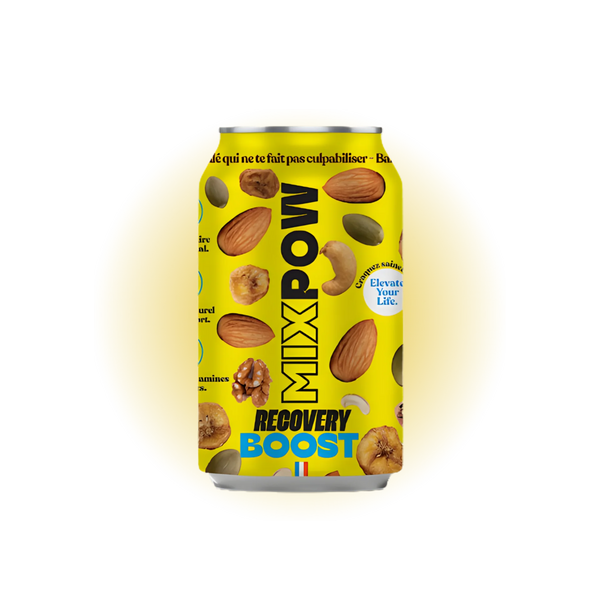 Canette Mixpow Recovery Boost — mélange fruits secs amandes cajou banane noix récupération sport France
