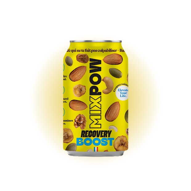 Canette Mixpow Recovery Boost — mélange fruits secs amandes cajou banane noix récupération sport France
