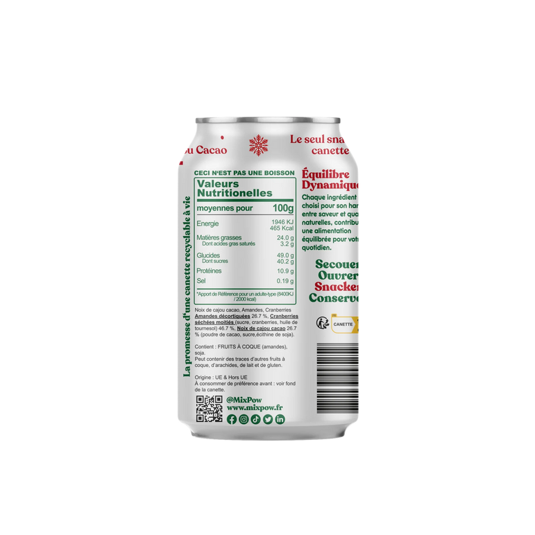 Valeurs nutritionnelles Merry Mix Mixpow — amandes cranberries cajou cacao ingrédients