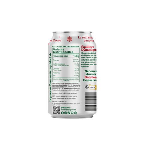 Valeurs nutritionnelles Merry Mix Mixpow — amandes cranberries cajou cacao ingrédients