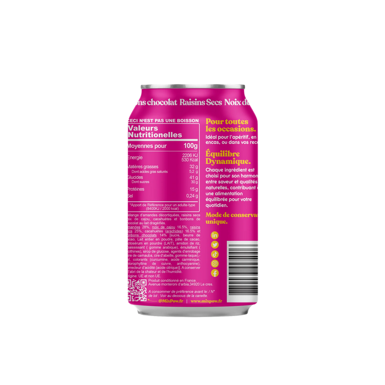 Valeurs nutritionnelles Monday Motivation Mixpow — ingrédients amandes cajou raisins Smarties