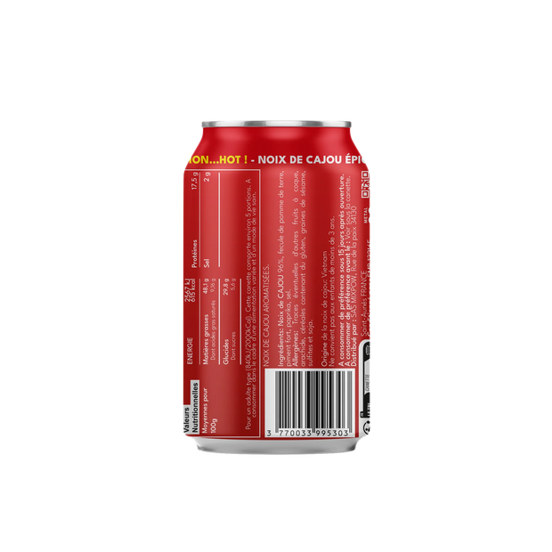 Valeurs nutritionnelles noix de cajou épicées Mixpow — ingrédients canette rouge