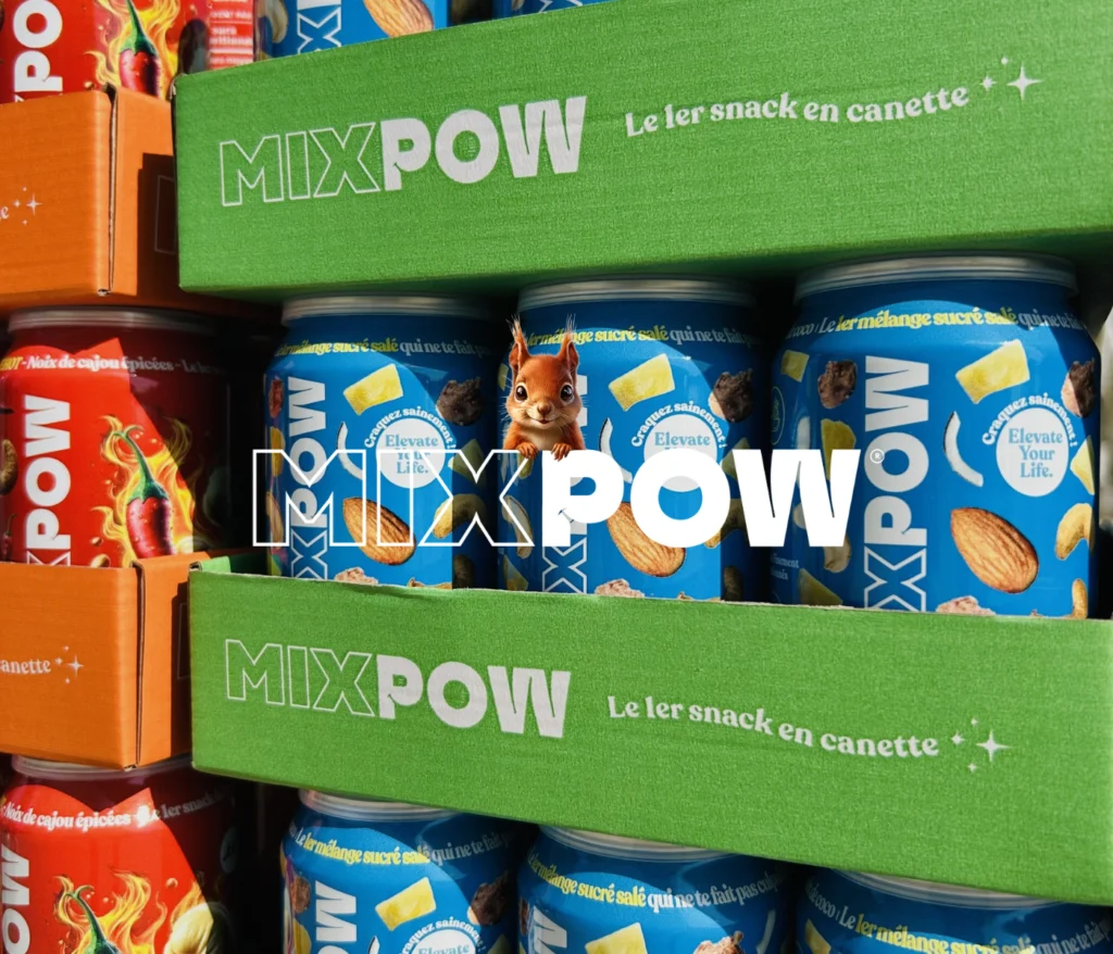 Canettes Mixpow de fruits secs riches en protéines, snack idéal pour sportifs