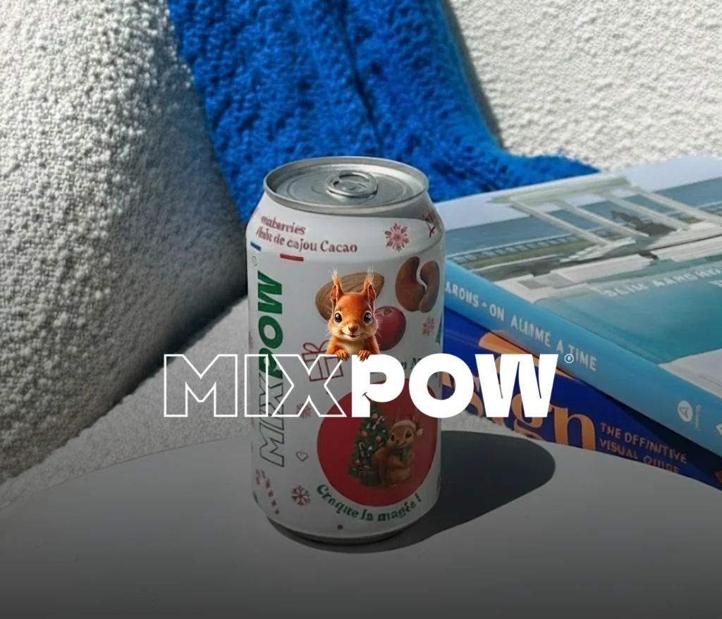 Encas sain Mixpow en canette à base de fruits secs, idéal pour éviter le grignotage au quotidien