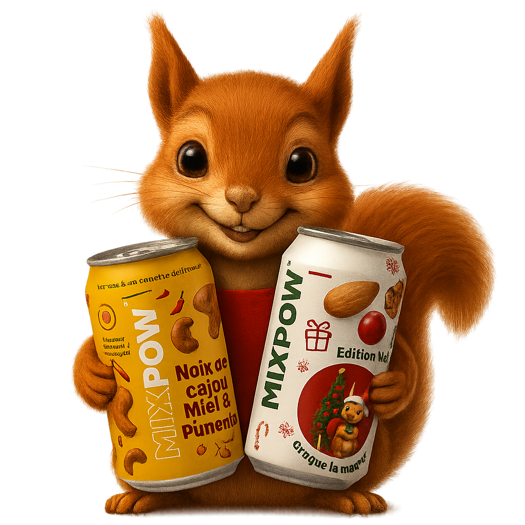 Encas sain en canette Mixpow avec fruits secs